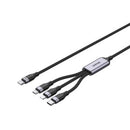 Unitek Data & Charge Cable 20W 3in1 USB-C 1.5m