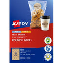 Avery Laser & Inkjet Printers Round 98002/L7106 60mm Kraft Brown Pack180