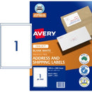 Avery Shipping Labels Inkjet Printer 936085 199.6 x 289.1mm 1 Per SheetWhite Pack 50