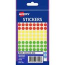 Avery Dot Stickers Permanent 932291 8mm Round Assorted Colours Pack 416