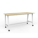 Cubit Bar Leaner With Castors 2400wx900d Atlantic Oak Top/white Frame