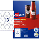 Avery Labels Laser Inkjet Printer 980001 / L7105 60mm Round 12 Per SheetGloss Pack 120