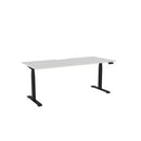 Haven Electric Single Sided Desk 1800x800 White Top Scallop Black Frame
