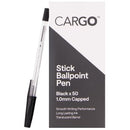 Cargo Ballpoint Pen Capped Medium 1.0mm Black Box 50