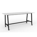 Cubit Bar Leaner With Castors 2400wx900d White Top/black Frame