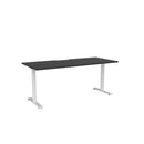 Haven Fixed Single Sided Desk 1800x800 Black Top Scallop White Frame