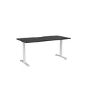 Haven Fixed Single Sided Desk 1600x800 Black Top Scallop White Frame