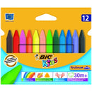 BIC Kids Plastidecor Crayons Triangular Assorted Colours Pack 12