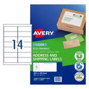 Avery Address Labels Eco Laser Printer 959127 / L7163EV 99.1 x 38.1mm14 Per Sheet Pack 280