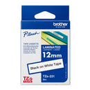 Brother P-Touch Labelling Tape Laminating TZe-231 12mm x 8m Black On White