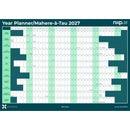 NXP 2027 Wall Planner Double Sided Unlaminated A2 Deep Teal