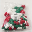 DAS Pom Poms Assorted Sizes Christmas Colours Pack 100