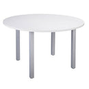 Cubit Round Meeting Table 1200Dia White Top / Silver Frame