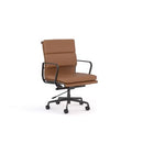Vogue Executive Chair Midback Chair Tan Leather Black Frame