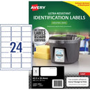 Avery L7912 Ultra Resistant Laser Labels 63.5x33.9 24up 10/pk
