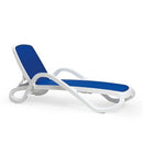 Alfa Sun Lounger White Frame Blue Fabric