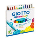 Giotto Turbo Maxi Colouring Felt Markers Jumbo Assorted Colours Pack 12