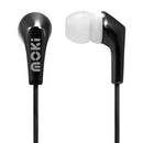 Moki Metallics Wired Earphones 3.5mm Audio Jack Black