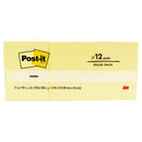 Post-it Self Adhesive Notes 653-Y 36 x 48mm 100 Sheet Pad Yellow Pack 12