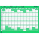 NXP 2027 Wall Planner Double Sided Laminated A2 Mint Green