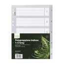 Icon Indices Polypropylene Tabs 1-5 A4 Grey