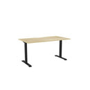 Haven Fixed Single Sided Desk 1500x800 Atlantic Oak Top Scallop BlackFrame