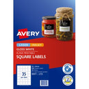 Avery Labels Laser Inkjet Printer 980015 / L7119 35 x 35mm 35 Per Sheet Gloss Pack 350