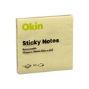 Okin Self Adhesive Sticky Notes Removable 75 x 75mm Yellow Pack 12