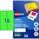 Avery Shipping Labels Laser High Vis 35932 / L7162FG 99.1 x 34mm 16 PerSheet Fluoro Green Pack 400