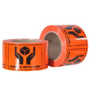 Rip Stick Label Handle With Care 72 x 100mm Orange Roll 660