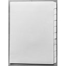 Dividers 10 Tab Straight Collate A4 150gsm White Set 50