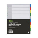 Okin Dividers Polypropylene Extra Wide Coloured 10 Tab A4 White