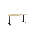 Haven Fixed Single Sided Desk 1600x800 Atlantic Oak Top Scallop BlackFrame