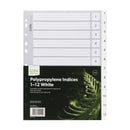 Icon Indices Polypropylene Tabs 1-12 A4 White