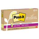 Post-it Recycled Super Sticky Self Adhesive Notes R330R-6SSCY 76 x 76mm Yellow Pack 6