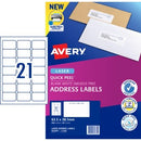 Avery Address Labels Sure Feed Laser Printer 952000 / L7160 63.5 x 38.1mm 21 Per Sheet Pack 420