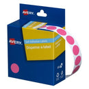 Avery Dot Stickers Dispenser 937241 14mm Round Pink Pack 1050