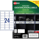 Avery Heavy Duty Labels Removable Laser 959207 63.5 x 33.9mm 24 Per Sheet Pack 480