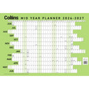 Collins 2026-2027 Wall Planner 700 x 990mm Green