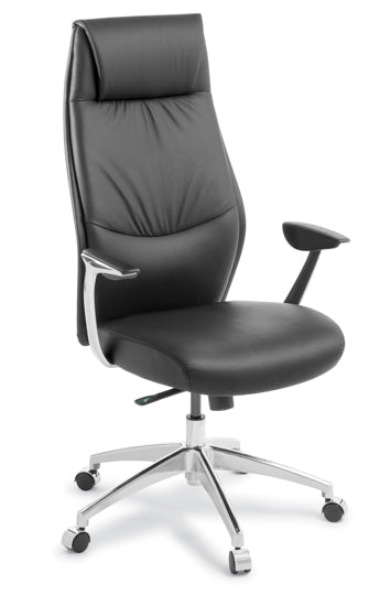 Domain High Back Chair Black Leather