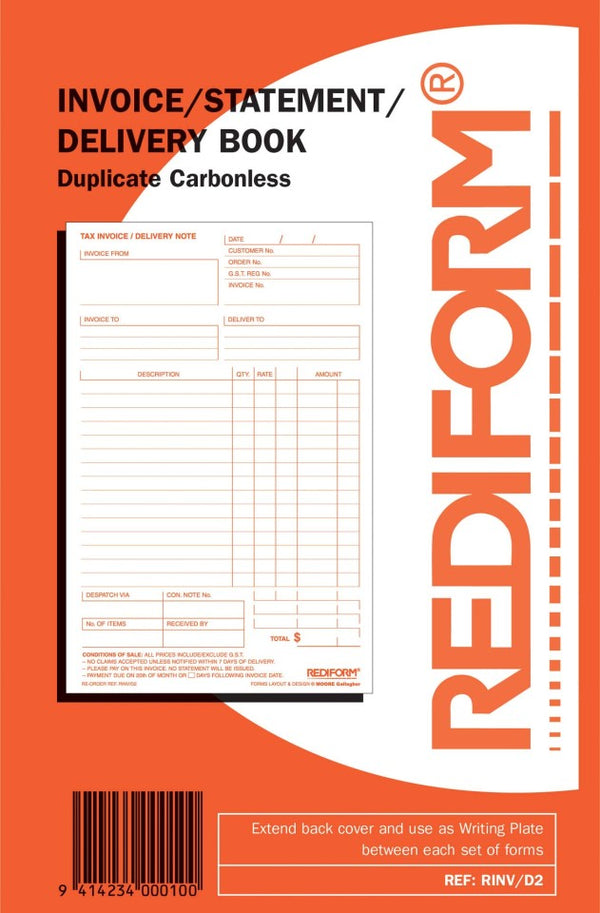 Rediform Invoice Statement Delivery Book Duplicate R/INV/D2 50 Leaf