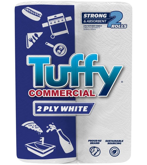 Tuffy Commercial 2 Ply Paper Towel White 60 Sheets Per Roll Pack of 2
