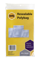 Marbig Resealable Polybag 100 x 155mm Ziplock Closure 45 Microns Pack 50