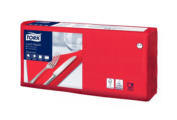 Tork Edge Emboss Napkins Luncheon 2 Ply 1/4 Fold Red Pack 200