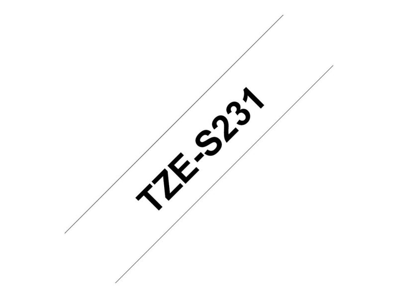 Brother P-Touch Labelling Tape Strong Laminated TZe-S231 12mmx8m Black On White