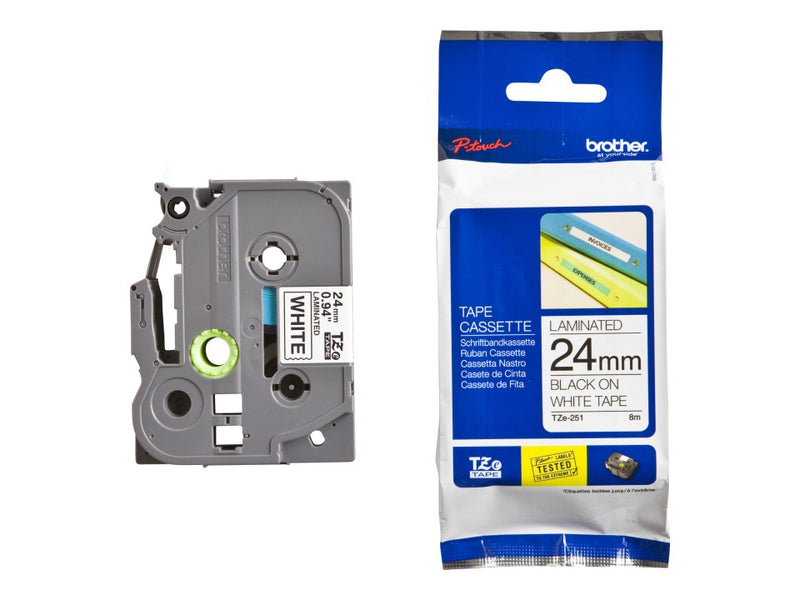 Compare Brother P-Touch Labelling Tape Laminating TZe-251 24mmx8m Black On White