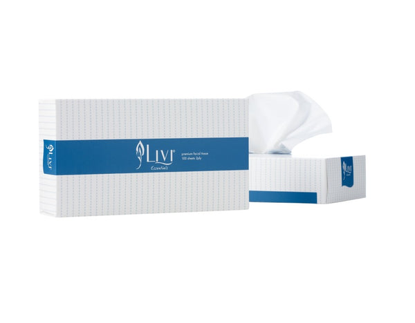 Livi Essentials Facial Tissues 2 Ply White 100 Sheets Box