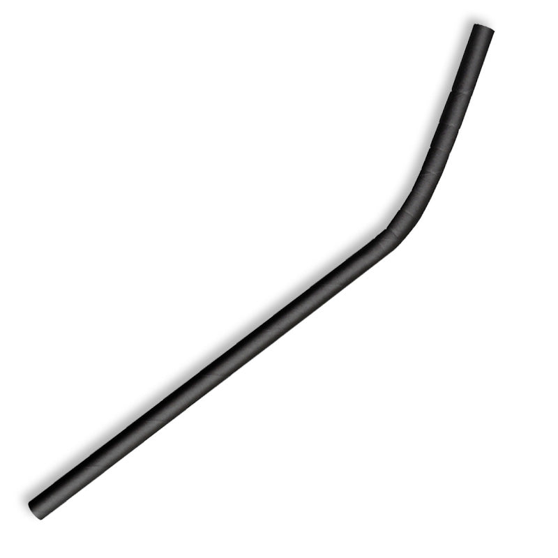 Biopak FSC Mix 3ply Paper Straw Bendable 6mm X 197mm Black Pack 250