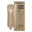 Biopak 100% FSC Certified Wooden 160mm Cutlery Set Knife Fork with Napkin Box 100