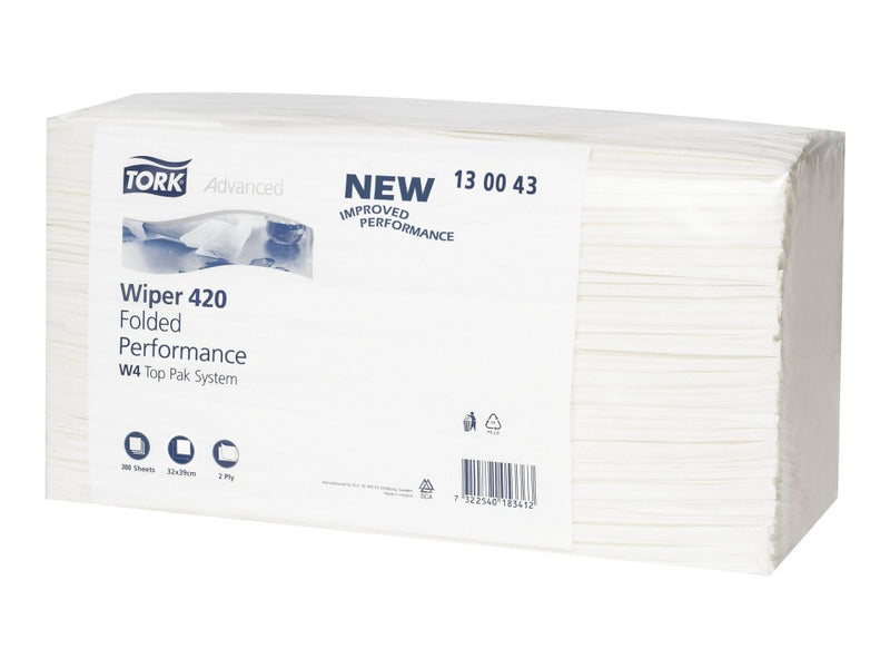 Compare Tork W4 Wiping Paper Plus Folded 2 Ply 130043 White 200 Sheets Carton of 5